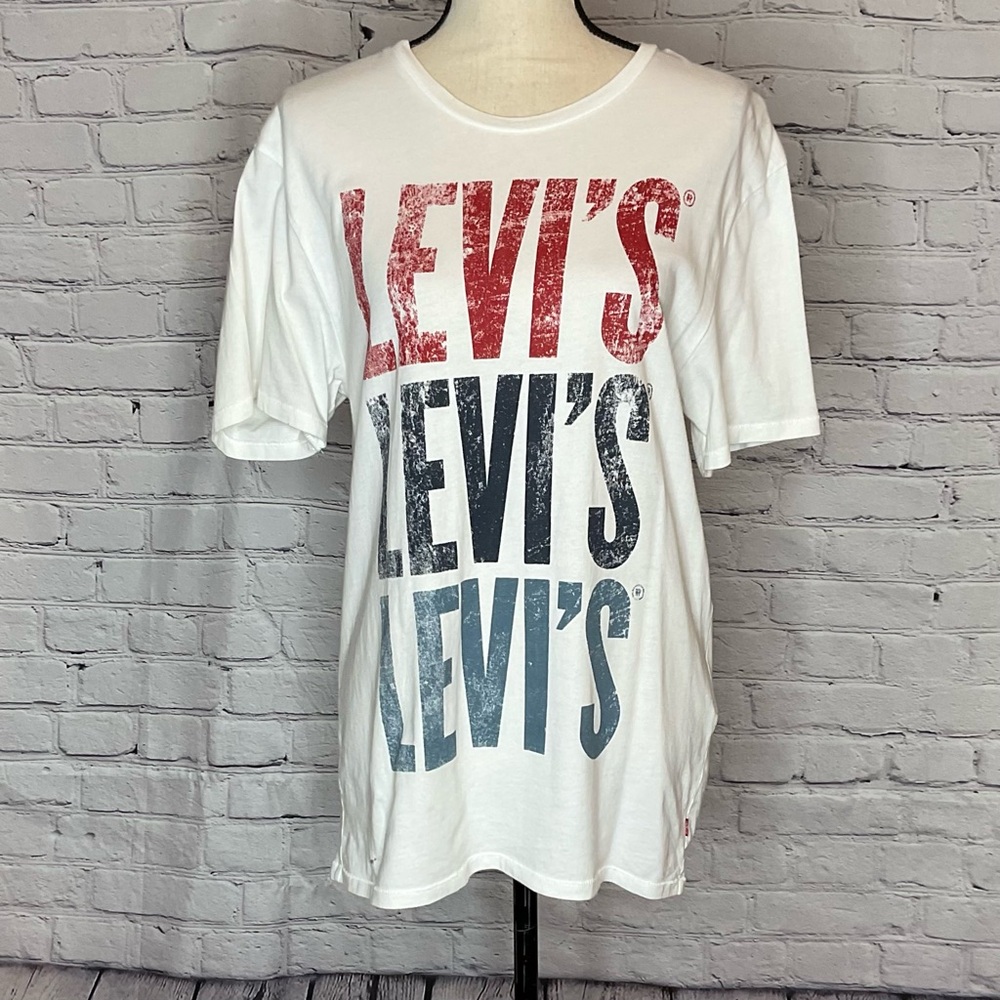 Levi’s White Logo Crewneck Short Sleeve Cotton T-Shirt Medium